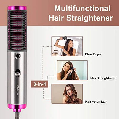 Hair Straightener Brush Round Hot Air Hair Dryer And Straightening Brush Fast Ceramic Heating With Anti Scald Feature Best Quality